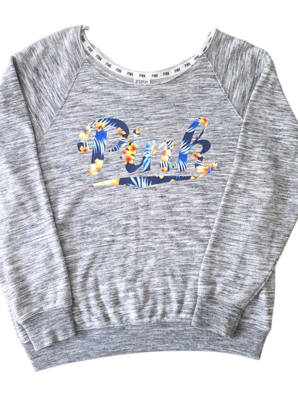 Victoria’s Secret PINK Floral Logo Sweatshirt | Gray | S/P